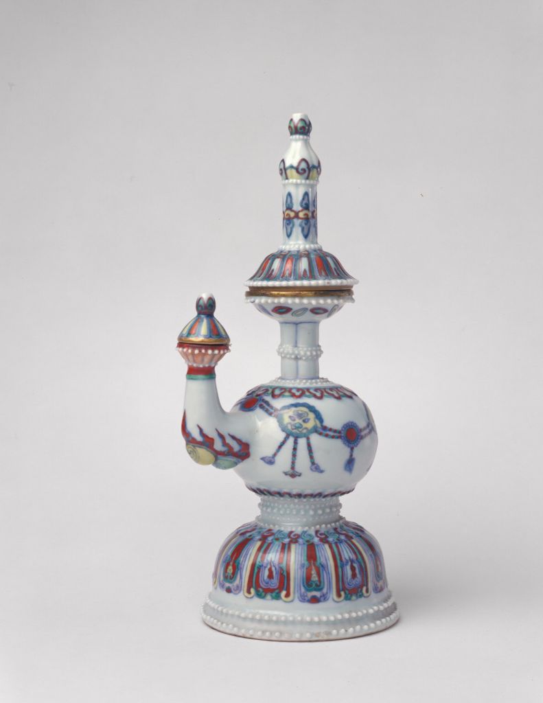 图片[1]-Bemba pot with colorful wreath pattern-China Archive